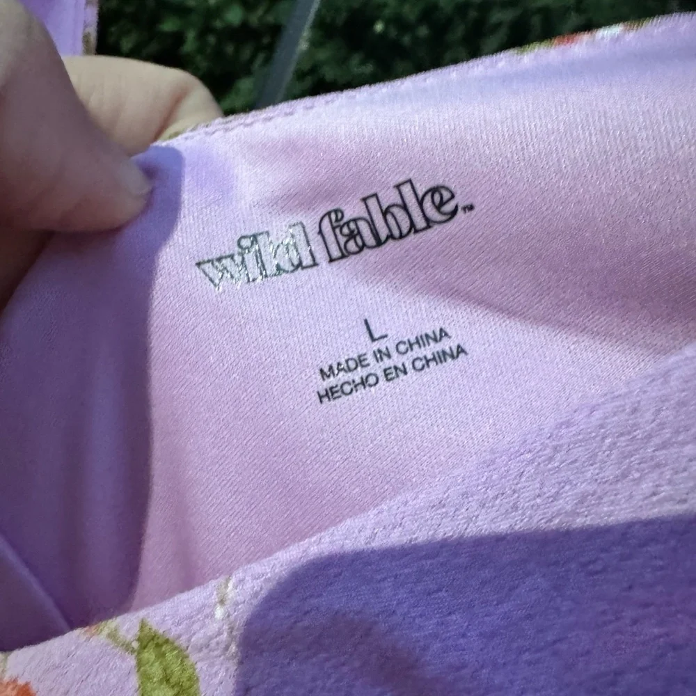 Wild Fable Dress Size L Pink Floral Mini Flutter Sleeve cottagecore Trendy (NWT) - Picture 7 of 8